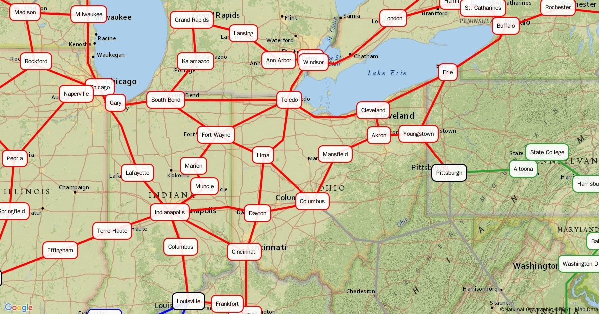 American High Speed Rail Network Scribble Maps
