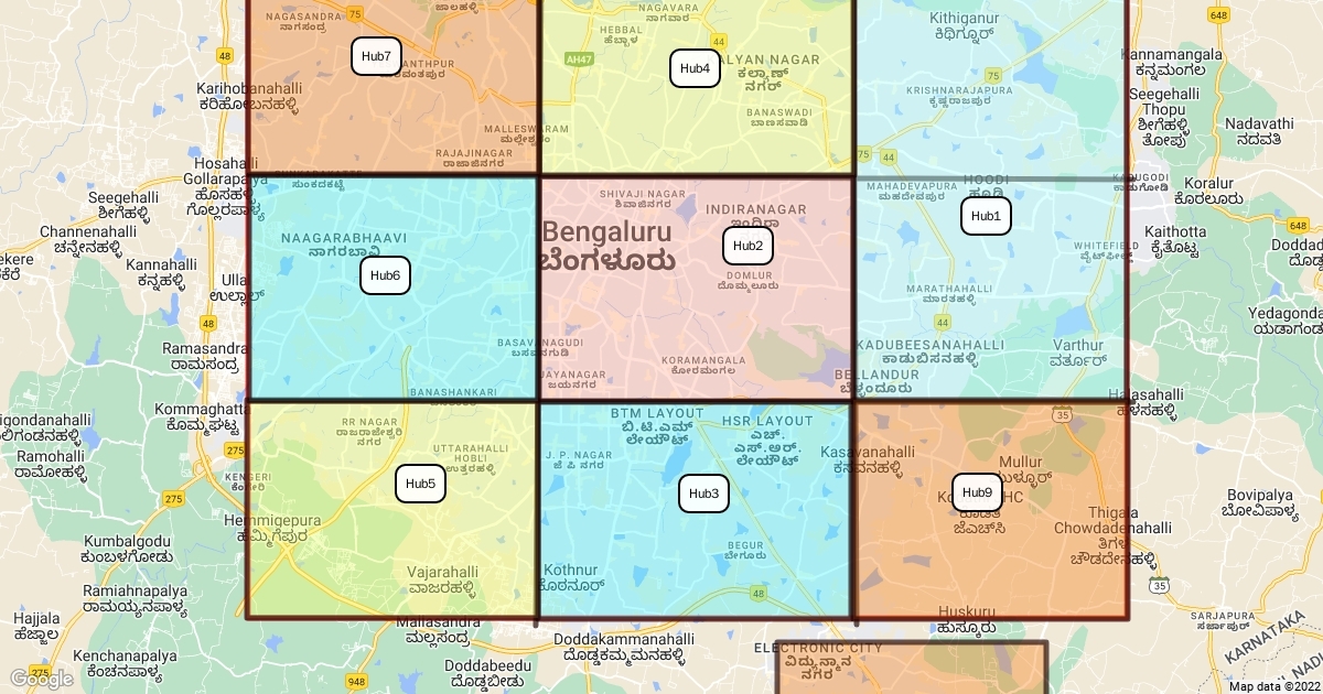 Bangalore zones Scribble Maps