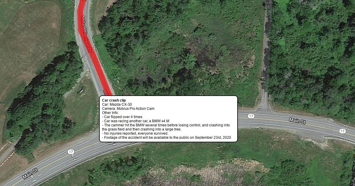 Car crash map of trail of car Scribble Maps