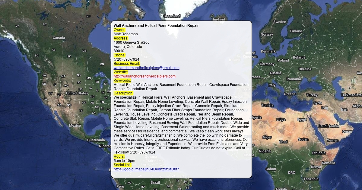 Wall Anchors and Helical Piers Foundation Repair Scribble Maps