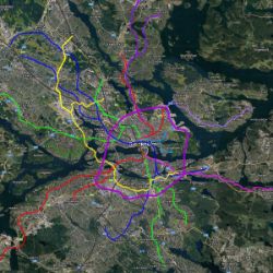 Karta över möjligt t-banenät i ett framtida Stockholm