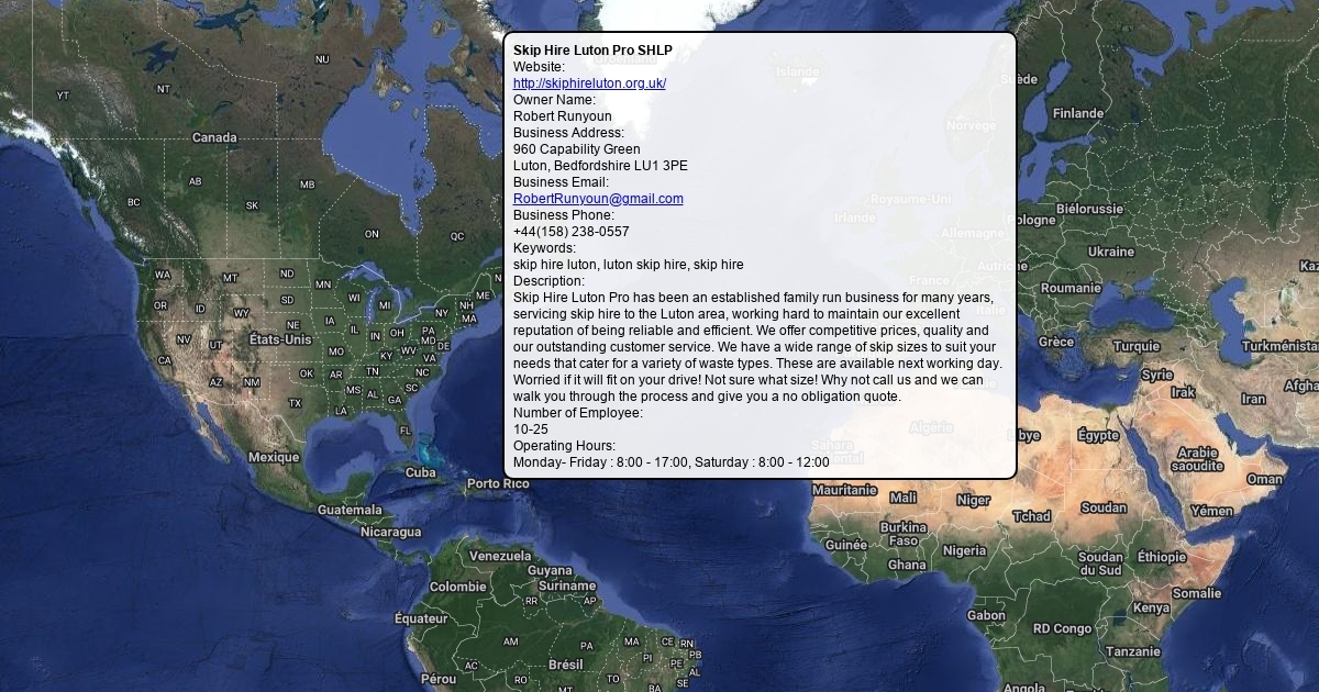 Skip Hire Luton Pro SHLP Scribble Maps