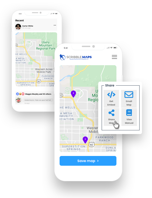 Napkin sketch view of online maps