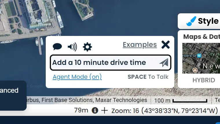The Scribble assistant in the map editor with a mapping question typed into it